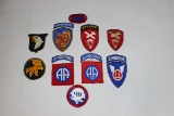 US WW2 Cut Edge Army Airborne Patch Lot. 12 Total. 101st, 17th, 82nd. Some Good Ones!