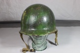 US WW2 Front Seam Swivel Bale M1 Helmet W/ Liner. IDENTIFIED.