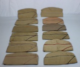 Lot of 12 US WW2 Overseas Garrison Caps. All Khaki. Mostly Piped.
