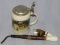 2pcs-Porcelain Hunting Stein And Pipe