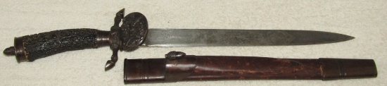 Imperial German Hunting Hirschfanger With Scabbard-Etched Blade-WK & C