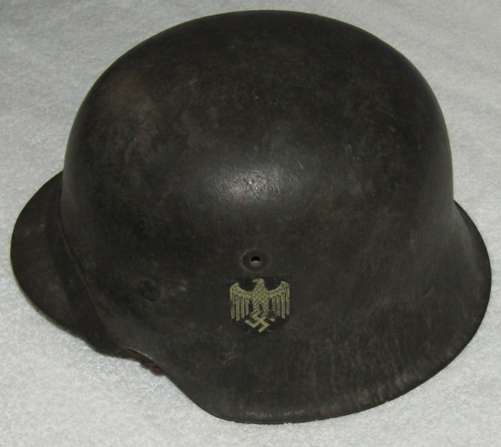 Wehrmacht Single Decal M42 Helmet With Liner/Chin Strap