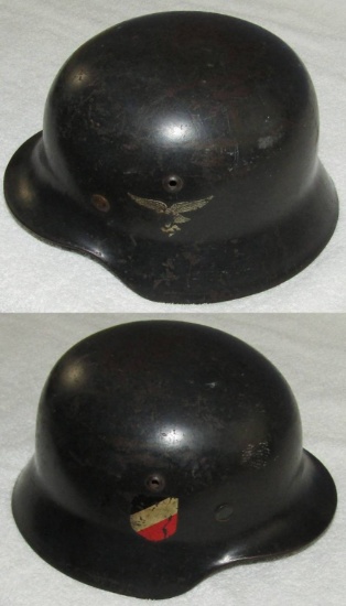 Luftwaffe Double Decal M35 Helmet With Combat Finish-Liner/Unit Stamped