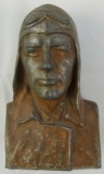 Ca. 1930's Charles Lindbergh Bust Spelter Sculpture