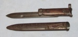 Scarce WW2 Period M1938 Carcano Rifle Folding Bayonet With Scabbard.