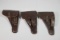 Lot of 3 Late War WW2 German Browning Hi-Power Holsters. All CLG 44. 1 Waffenampt.