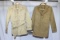 2 US WW2 Era Khaki Army Officer's Jackets. 1 Prewar. Both Cotton.