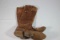 US WW1 Officer's Tall Boots. Heavily Worn. No Size Mark. Stiff & Dry.