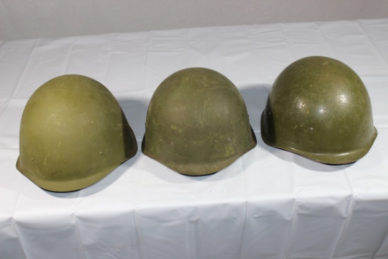 Lot of 3 Cold War Russian SSh-40 Helmets. 1940's