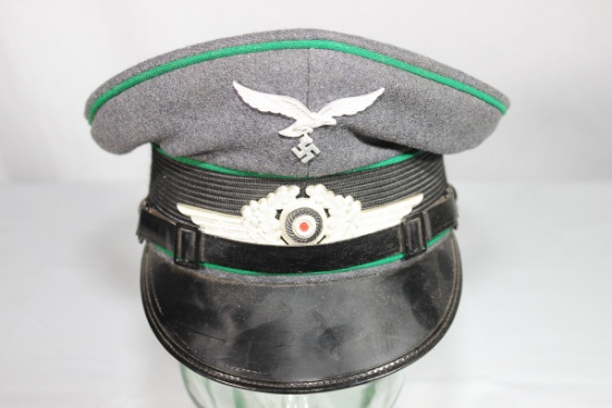 WW2 German Luftwaffe Forestry Enlisted Visor Cap. Great Condition. Reenactment Example