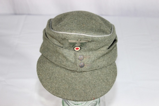 WW2 German Mountain Troops Officer's M43 Cap. Very Well Made. Edelweiss. Reenactor Piece