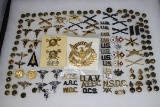 Approximately 56 Pieces of US WW2 & Later Officer's Collar Brass Insignia Lot.