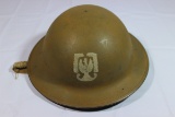 WW2 Free Polish British Helmet W/ Painted Insignia