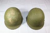 Lot of 2 US Helmets. Both Rear Seam Swivel Bale. 1 W/ M1C Liner.