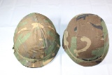 2pcs-US Post Vietnam Helmets. 1 late 70's M1 Helmet W/Cover/Liner. 1 Small PASGT W/ Cover.