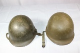 Lot of 2 US Vietnam Era Rear Seam Swivel Bale Helmets W/Worn M1C Airborne Liners.