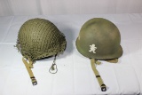 Lot of 2 Reproduction US WW2 501st and netted D Bale Airborne Helmets.