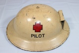 WW1 Era helmet W/ Painted Pilot Insignia and Front Bracket.