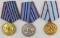 3 pcs. Bulgarian People's Army 10, 15, 20 Years Service Medals