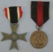 2pcs-WW2 Period SUDENTENLAND Medal With Ribbon-War Merit Cross 2nd Class W/O Swords