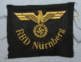 WW2 Deutsches Reichsbahn District Shoulder Patch- RBD Nurnberg