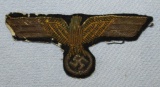 Kriegsmarine Officer's Gold Bullion Thread Breast Eagle-Uniform Removed