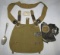 4pcs-WW2 German Army Bread Bag-Belt Buckle-Officer's Mess Kit Spoon-Civil Gas Mask