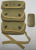 2pcs-WW2 U.S. Three Pouch Grenade Carrier and Carlisle Bandage Container With Bandage