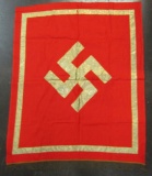 Podium Banner With Gold Swastika/Border/Fringe-Single Sided.