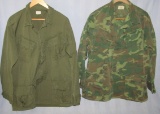 2pcs-Vietnam War Period 3rd Pattern Camo And OD Rip-Stop Poplin Jungle Combat Jackets.