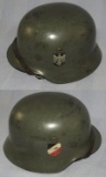 M35 Double Decal Heer Combat Helmet With Chin Strap-Q66