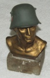 Small Size German Soldier Desk Sculpture With Marble/Granite Base