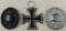 3pcs-WW1 Black & Silver Wound Badges. Iron Cross 2nd Class-3pc With Magnetic Center-Maker Stamped