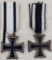2pcs-WW1 Iron Crosses 2nd Class-Combatant & Non-Combatant Ribbons-3pc W/Magnetic Cores