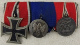 3 Place Parade Mount Medal Bar-2nd Class EK-Army 4 Yr. Service Medal-Austrian Anschluss Medal