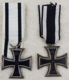 2pcs-WW1 Iron Crosses 2nd Class-Combatant & Non-Combatant Ribbons-3pc W/Magnetic Cores
