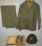 Battle Of Bulge U.S. Soldier Group-M43 Combat Jacket/Pants-M1 Helmet-Scrapbook