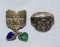 2pcs-WW2 Period U.S. Military Motif Sterling/Enamel Men's Ring-Sterling Sweetheart Ring