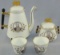 4pcs-Fine Porcelain Partial Tea Set-Pitcher/Creamer/2 Cups-Friedrich III/Wilhelm I Motif