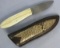 Rare One Of A Kind Damascus Skinner Knife W/Snakeskin & Leather Sheath