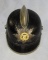 WW2 German Fire Police Leather Helmet With Comb/Regional Front Plate Device