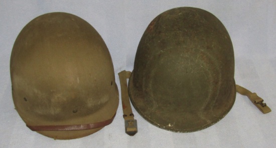 Fixed Bale M1 Helmet W/Early Fiber  Liner-Steel Pot With "Good Luck Horseshoe"