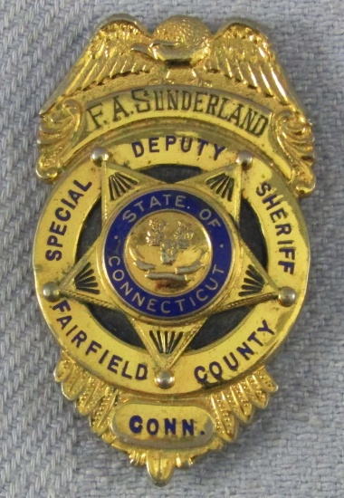 Scarce & Obsolete Vintage Fairfield County, Conn. Special Deputy Sheriff Badge-Named-