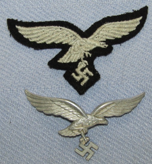 2pcs-WW2 Period Luftwaffe Cap Eagles-Herman Goring-Metal Eagle Device