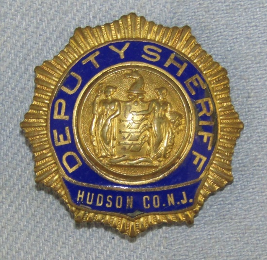 Scarce & Obsolete Vintage Hudson County, N.J. Deputy Sheriff Badge-Circa 1930-40's