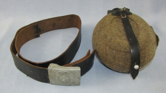 WW2 German Enlisted Soldier Belt W/Buckle-Canteen