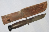 WWII USN Mark I Fighting Knife W/Leather Scabbard-Camillus