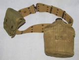 WW2 Period U.S. Web Belt W/Canteen/Jungle 1st Aid Pouch-Named To Officer