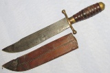 Rare Spanish-American War Period Collins No. 17 Fighting Knife W/Leather Scabbard