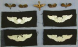 9pcs-WW2 U.S. Army Air Force Embroidered Observer, Service & Glider Pilot Wings-Lapel Insignia